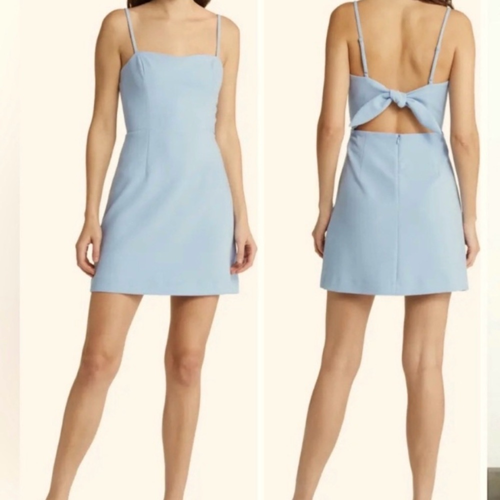 French connection whisper tie back dress light blue 0